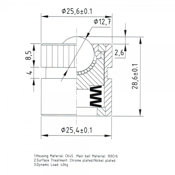 Kugelrolle KSM-12-FEDER