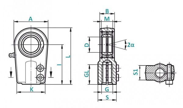 Hydraulik-Gelenkkopf TAPR 70 U-GAS (WGAS 70, FMA 70 D, CGAS 70, MA 70 D, DGK 70 SK, IGAS 70)