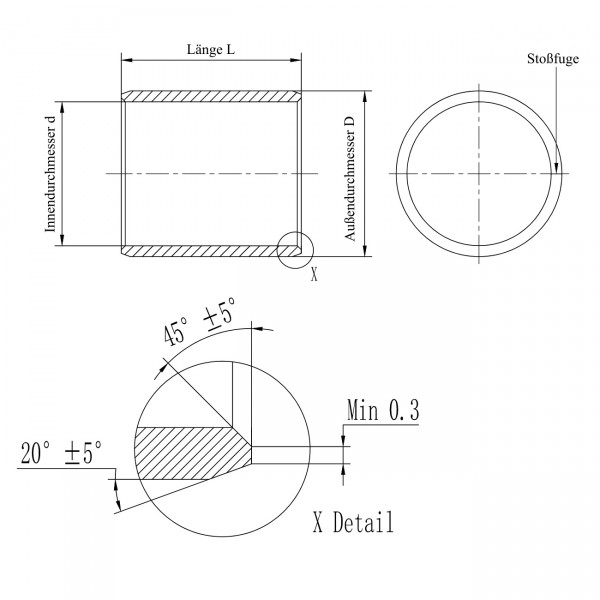 Gleitlager-Buchse PAP-1015-P10 ( EGB1015E40, 1015, MB1015, TFP1015, KU1015SF1, PAP 1015 P14 )