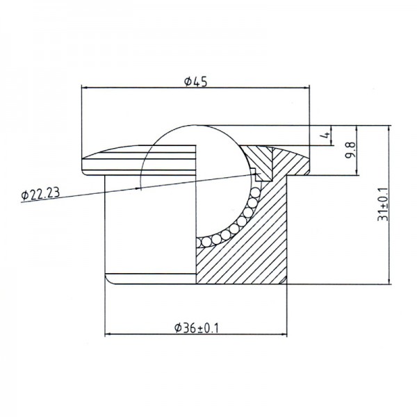 Niro-Kugelrolle KSM-22-C-BU-NI ( Kugelrolle Edelstahl )