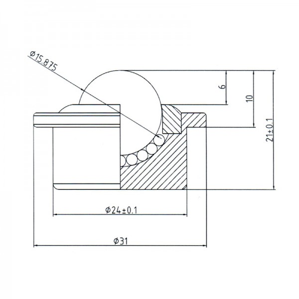 Niro-Kugelrolle KSM-15-C-BU-NI ( Kugelrolle Edelstahl )